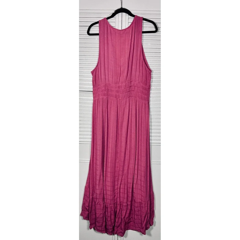 Rewind Women Plus XXL High Low Skater Dress Dusty Rose Textured Smocked New